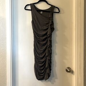 Charcoal Grey Ruched Bodycon Dress